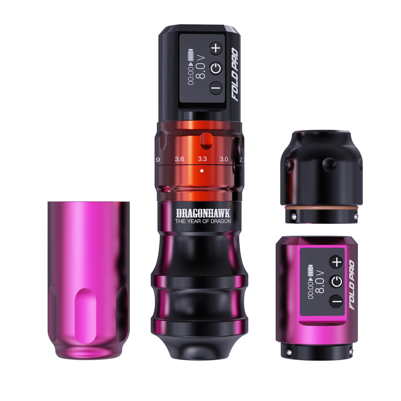 Dragonhawk Fold Pro Year of Dragon Edition Wireless Pen Tattoo Machine - Black - Multiple Stroke