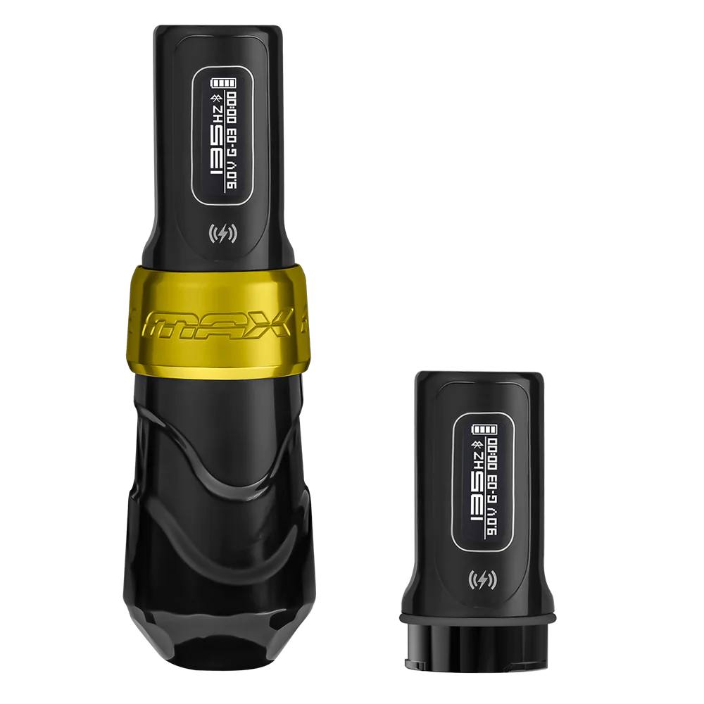FK IRONS Flux Max Gold Wireless Tattoo Machine With 2 Powerbolt 4.0MM