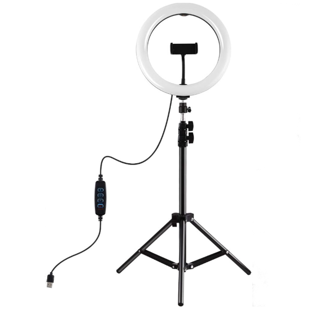 Ring Light for Selfie 10 Inches – Triangle Bracket – LED Ring Light with 3 Lighting Modes with 10 Brightness
