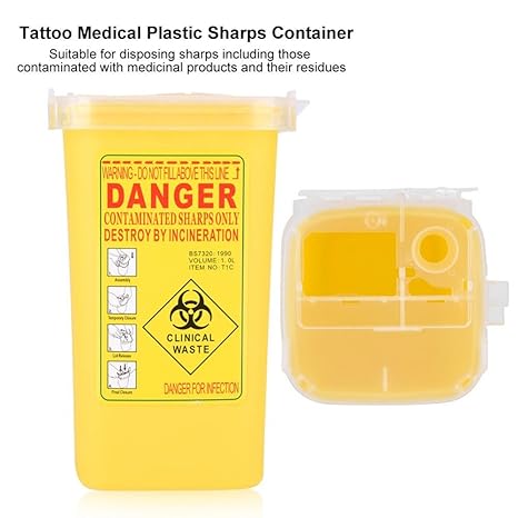 Delaman Biohazard Sharps Bin - Disposable Needle Container 1 Litre
