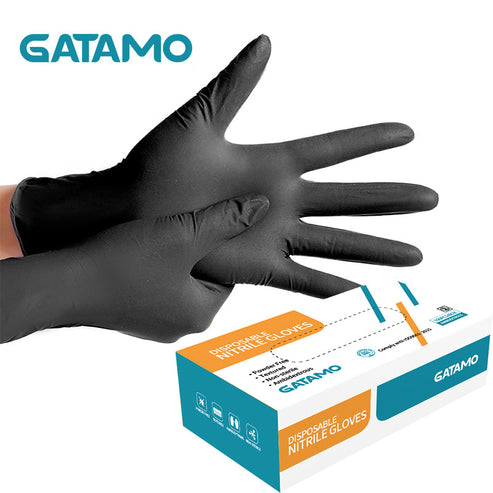 GATAMO Powder Free 100% Pure Nitrile Gloves - 100pcs Black