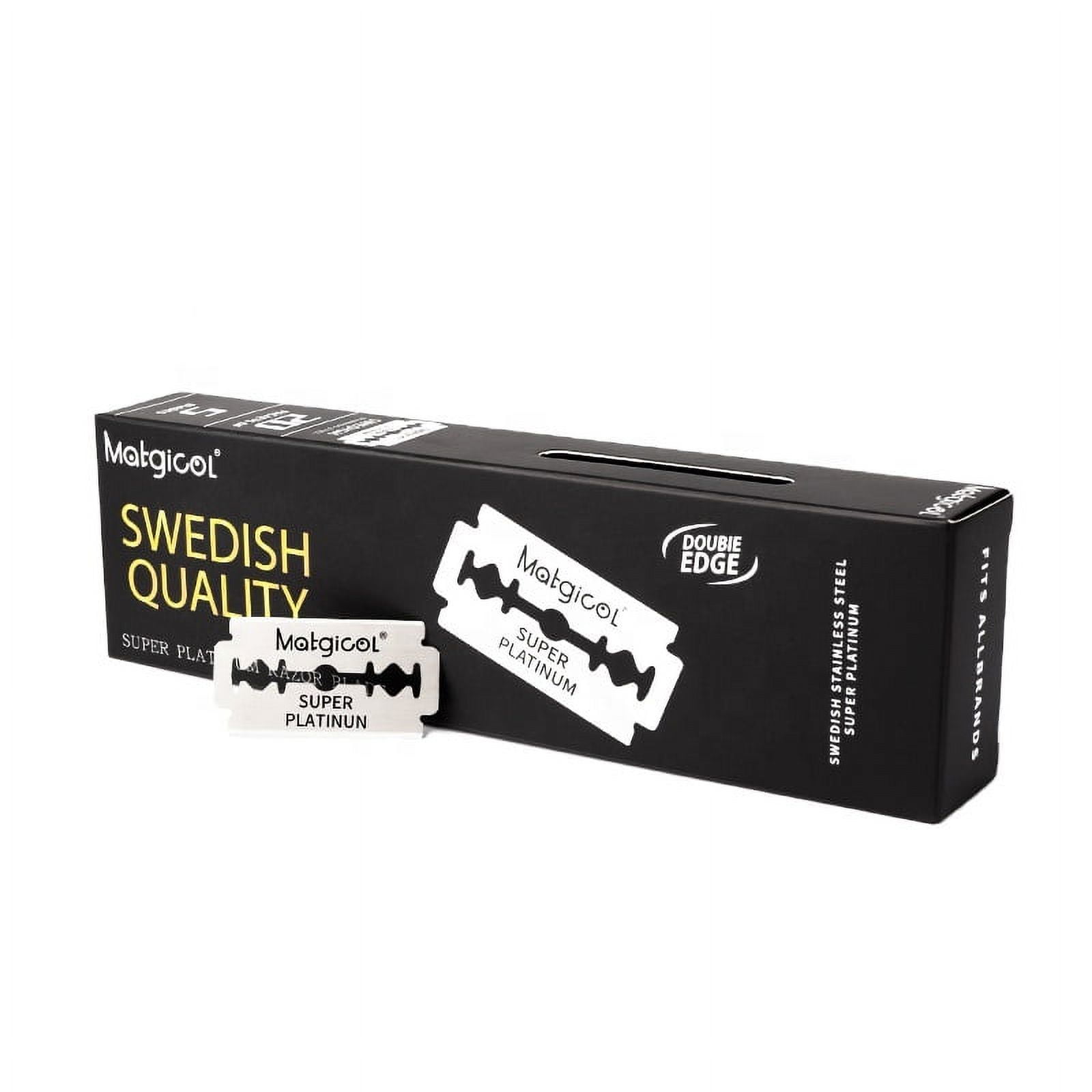 Matgicol Super Platinum Double Edge Razor Blades - 100 Pcs Safety Blades for Shaving
