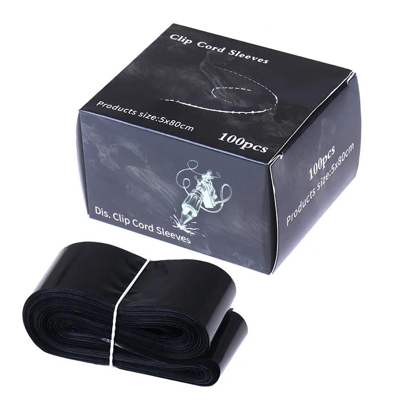 Black Clip Cord Sleeves for Tattoo Machine - 100pcs