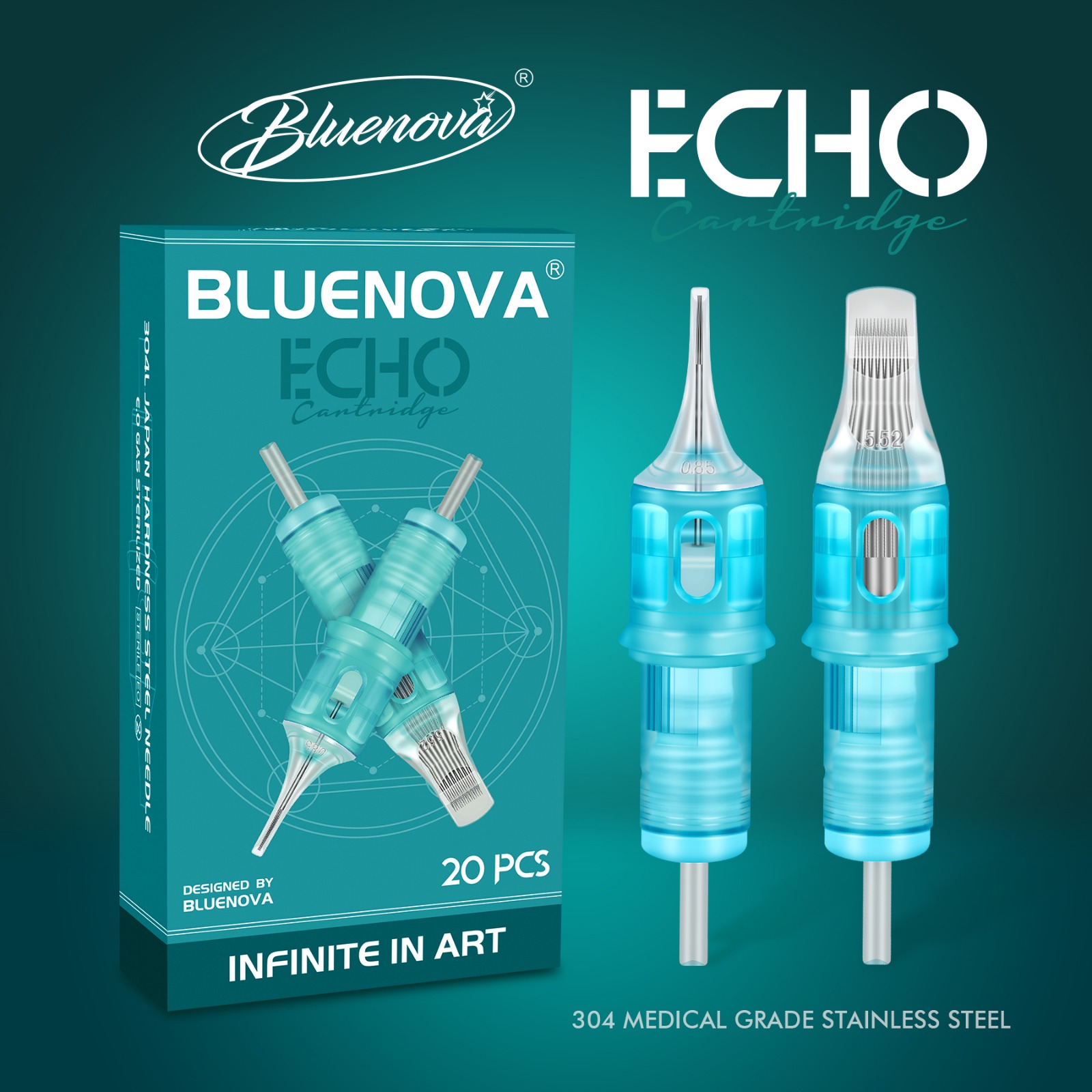 BLUENOVA ECHO Tattoo Needle Cartridge Disposable Sterilized Safety Needle RL RS M1 RM