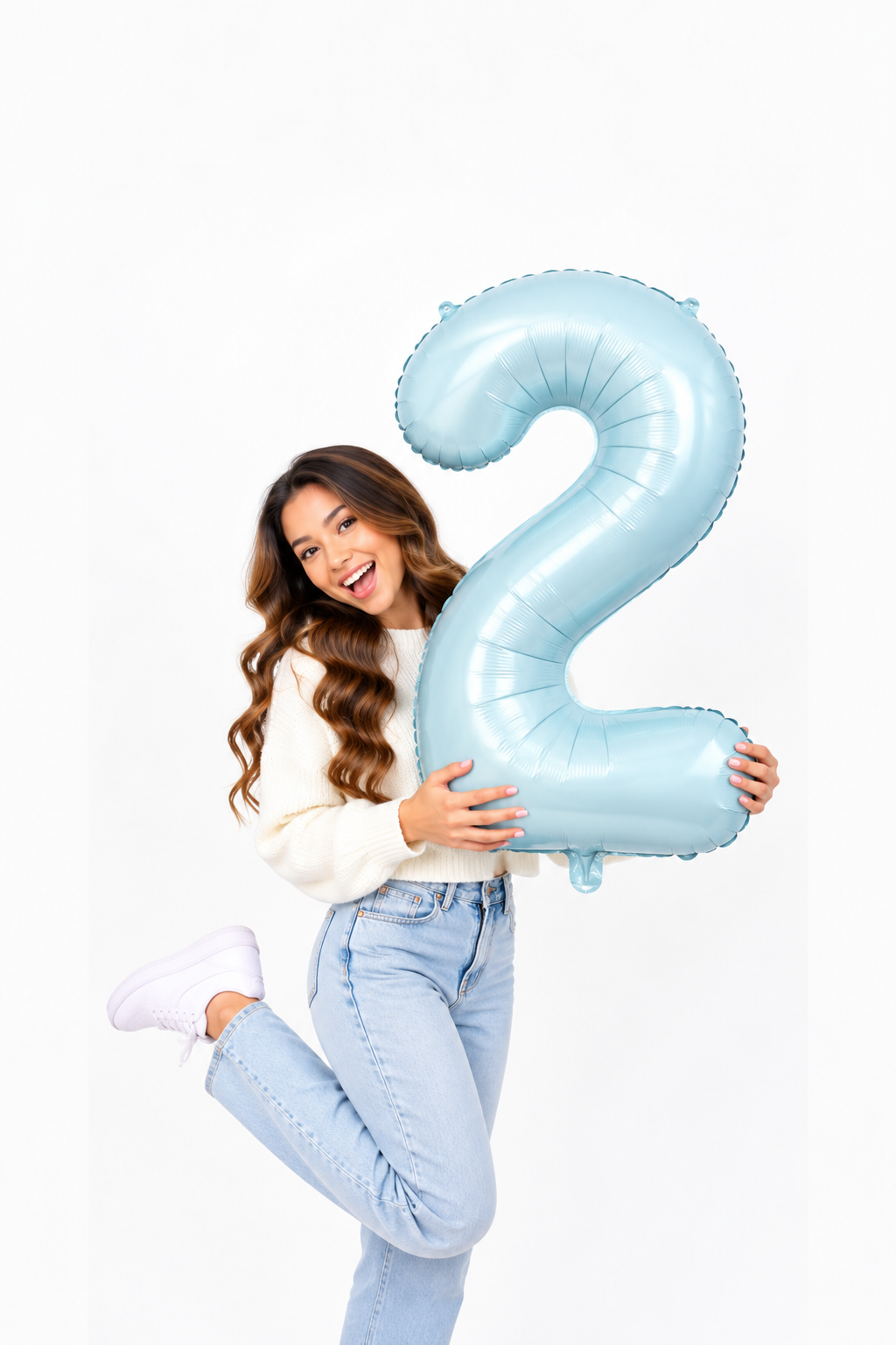 32 Inch Number Foil – Pastel Blue