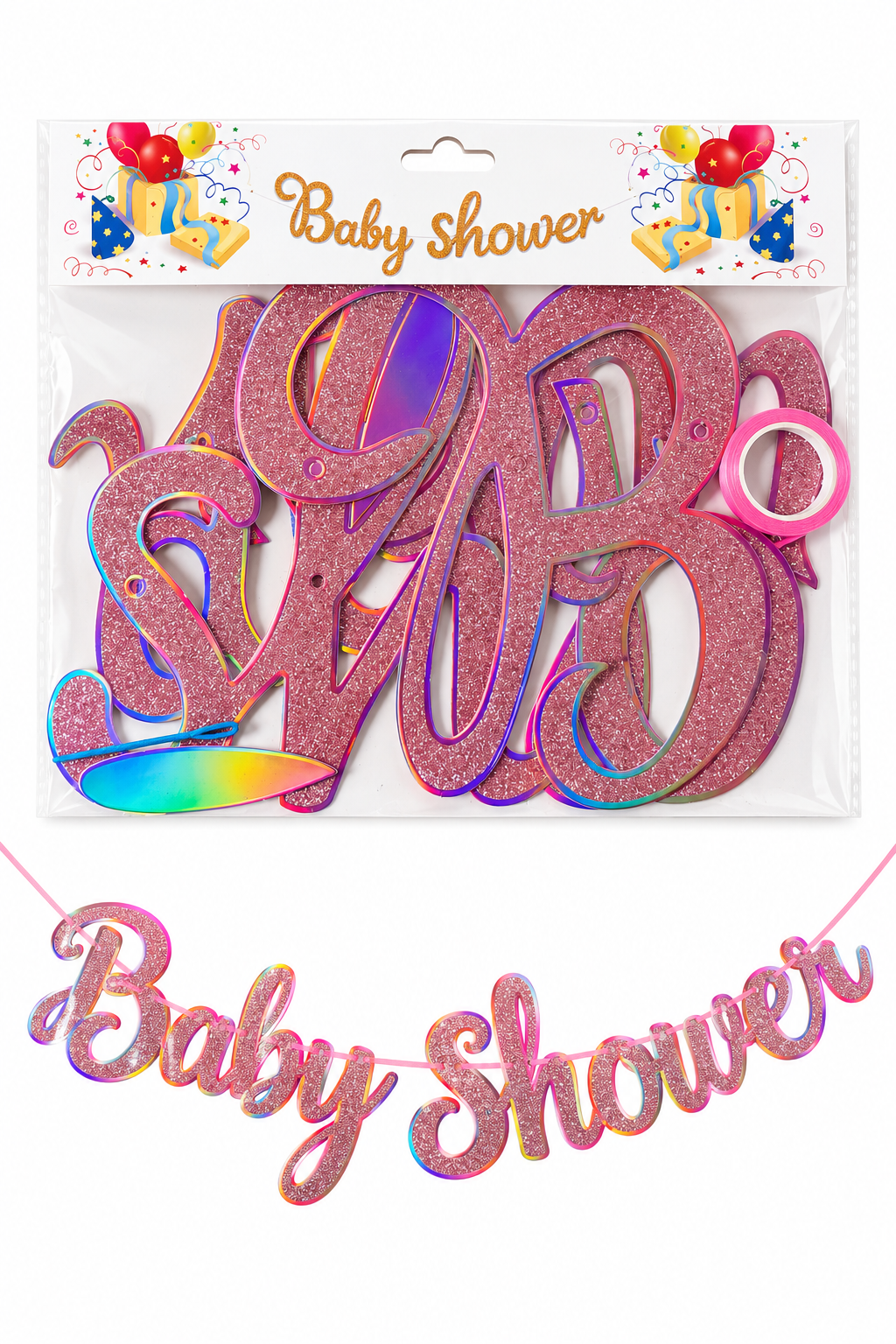 Baby shower banner pink