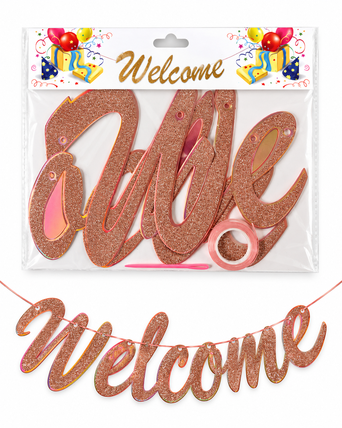 Welcome banner rose gold
