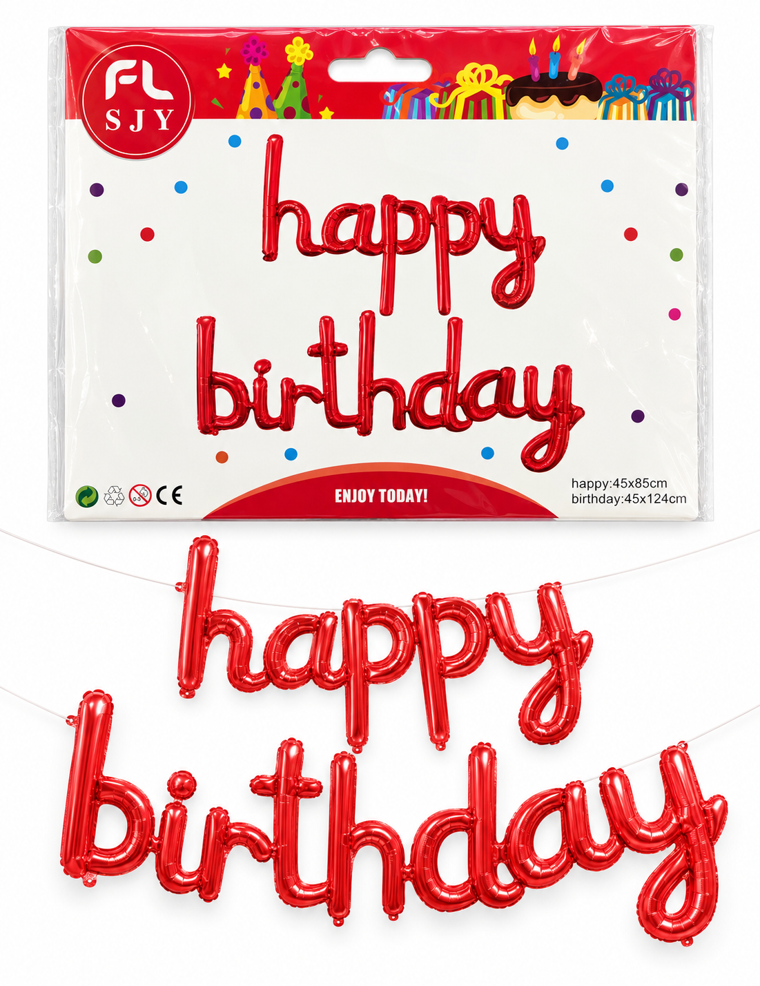 HBD simple letter foil red