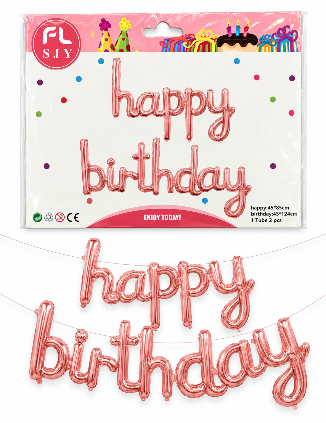 HBD simple letter foil Rose Gold