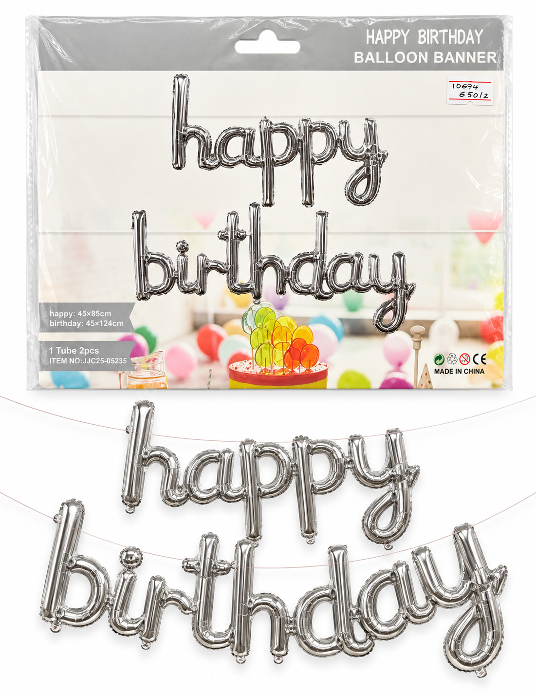 Hbd simple letter foil silver