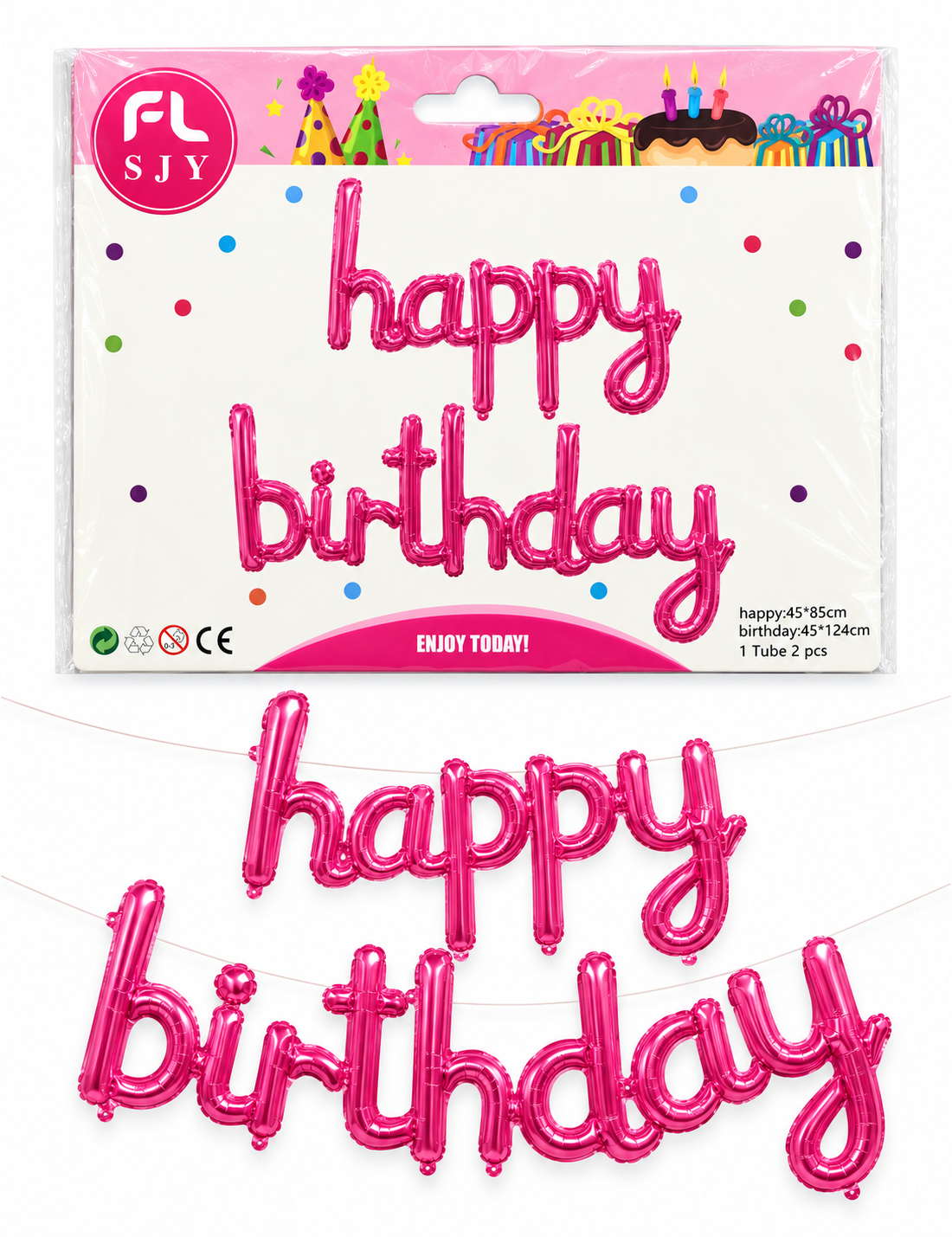 HBD simple letter foil pink