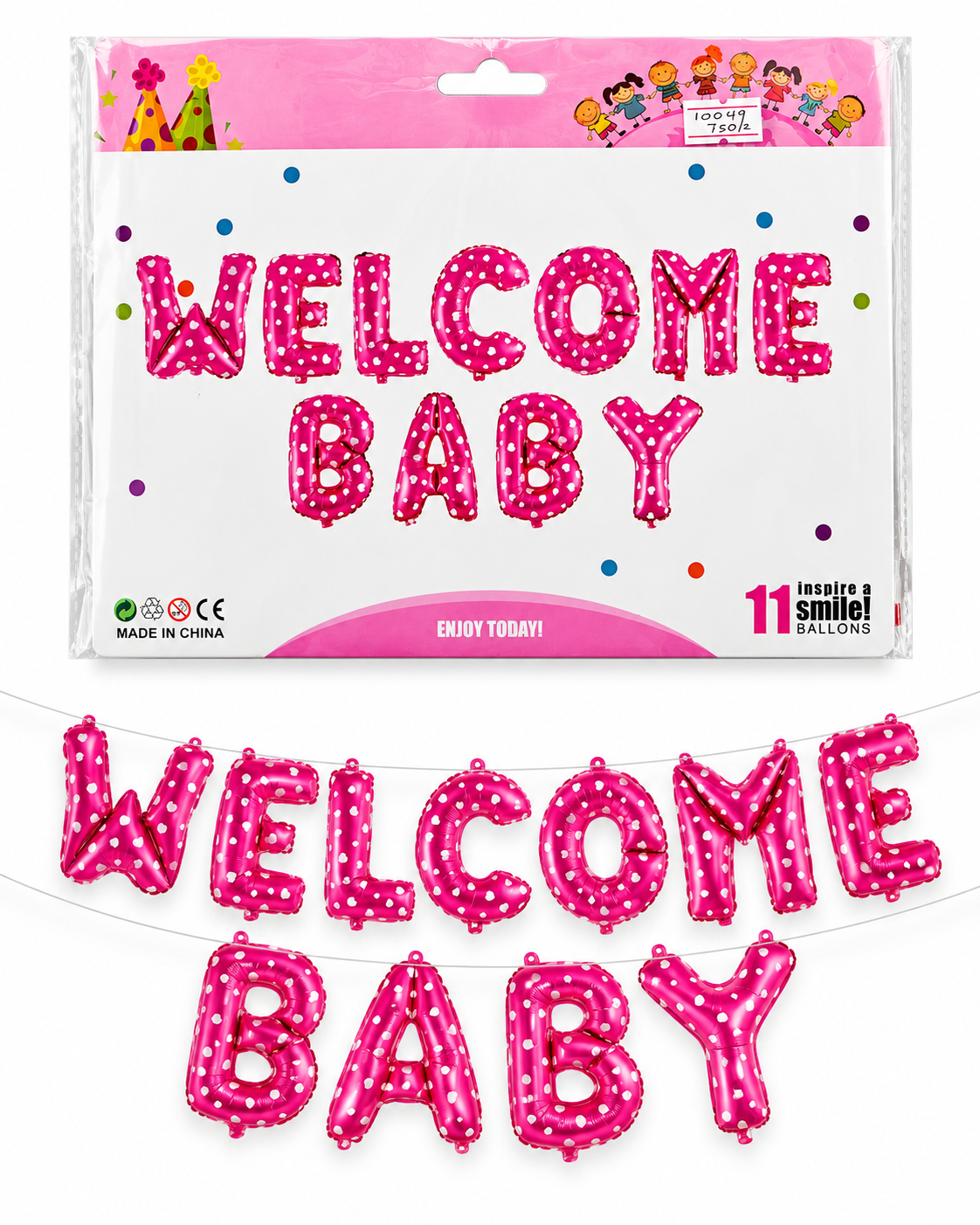 Welcome baby foil pink