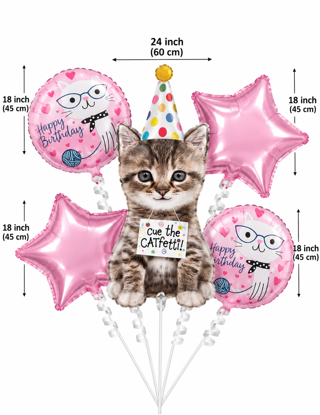 cat birthday foil set