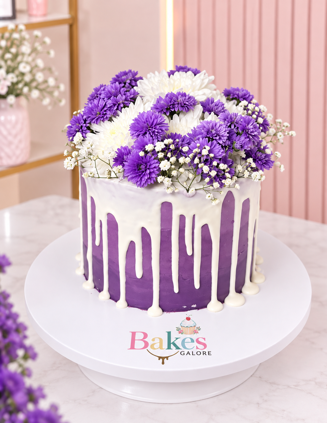 Fresh Flower Ribbon Cake