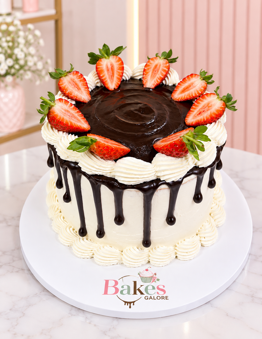 Strawberry Chocolate Drip Cake
